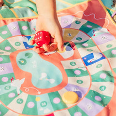 Portable family travel game with silicone pawns and dice