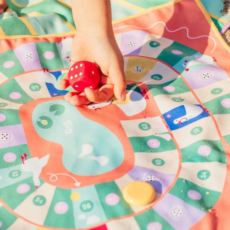Portable family travel game with silicone pawns and dice